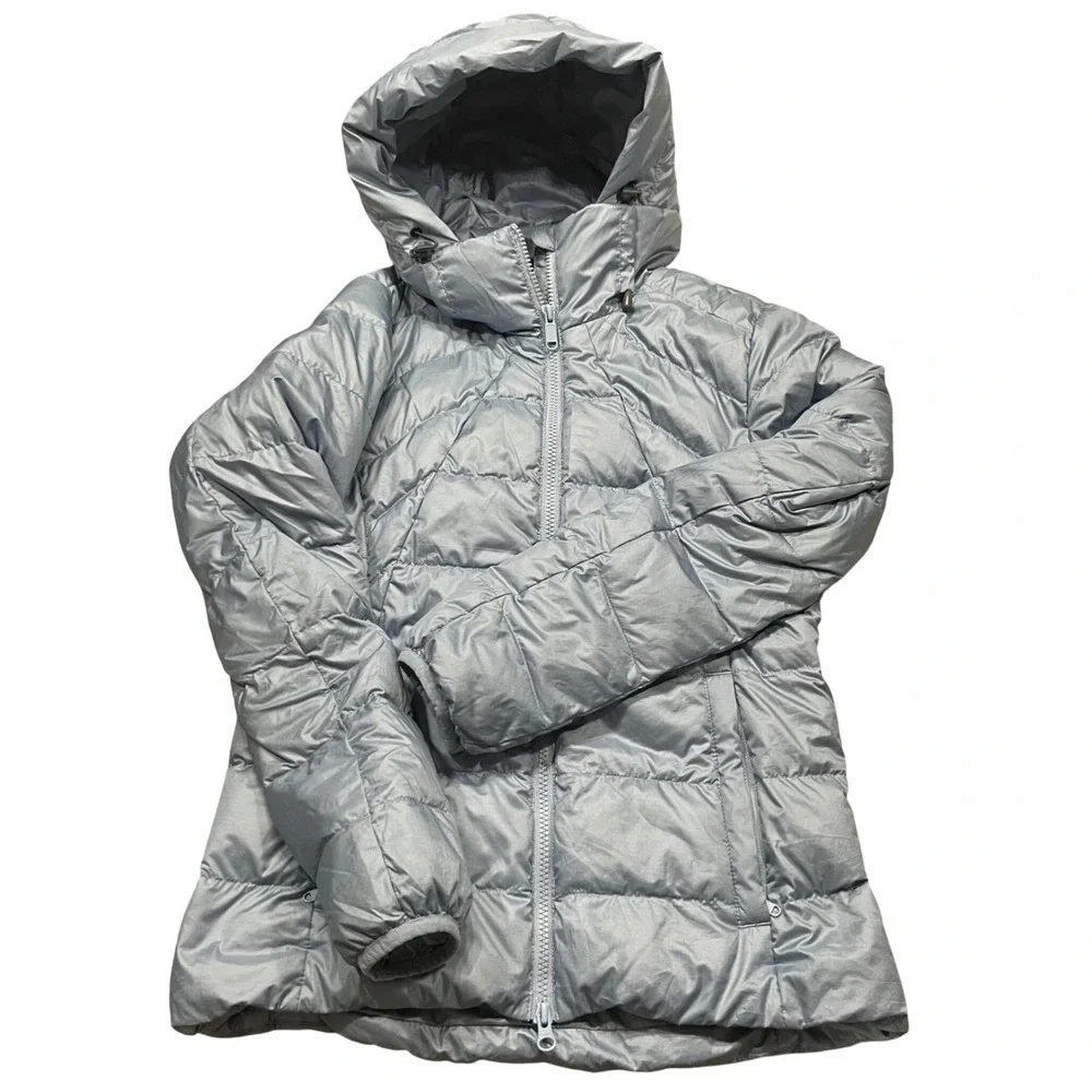 Quince Womens Lightweight Hooded Puffer Jacket Light Blue XS Quilted Coat